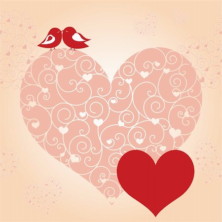 Abstract red valentine lovebird pink heart greeting card Stock Photo - Budget Royalty-Free & Subscription, Code: 400-05672721