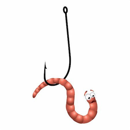 Vector illustration of Scared worm on hook. Stock Photo - Budget Royalty-Free & Subscription, Code: 400-05673119