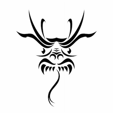 Tribal dragon tattoo. Vector illustration on white background. Stock Photo - Budget Royalty-Free & Subscription, Code: 400-05673133