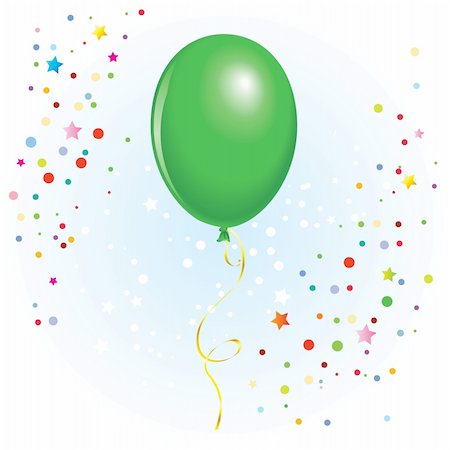 Green balloon with dangling curly ribbon in vector format Foto de stock - Super Valor sin royalties y Suscripción, Código: 400-05673166