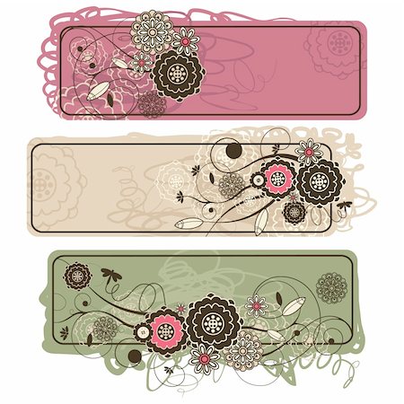 simsearch:400-05680306,k - abstract cute horizontal floral banners vector illustration Stock Photo - Budget Royalty-Free & Subscription, Code: 400-05673399
