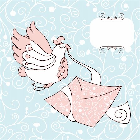 simsearch:400-05680306,k - cute bird with a letter vector illustration Stock Photo - Budget Royalty-Free & Subscription, Code: 400-05673470