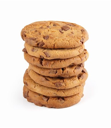 simsearch:614-06537664,k - chocolate chip cookies on a white background Stock Photo - Budget Royalty-Free & Subscription, Code: 400-05684072
