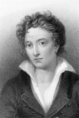 simsearch:400-05228888,k - Percy Bysshe Shelley (1792-1822) on engraving from 1833. One of the major English Romantic poets. Engraved by W.Finden and published by J.Murray. Stock Photo - Budget Royalty-Free & Subscription, Code: 400-05685043