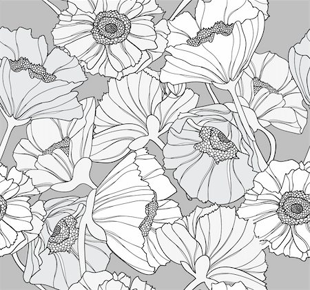 Seamless floral pattern. Background with poppy flowers. Photographie de stock - Aubaine LD & Abonnement, Code: 400-05685273