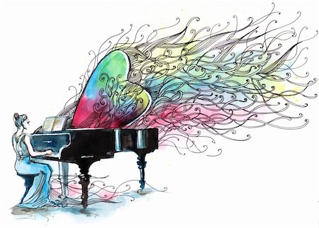 piano keys swirling - piano music (series C) Stock Photo - Budget Royalty-Free & Subscription, Code: 400-05685468
