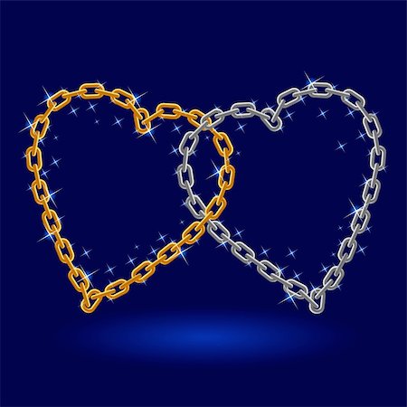 Chain silver and gold heart. Illustration on white background Foto de stock - Super Valor sin royalties y Suscripción, Código: 400-05686160