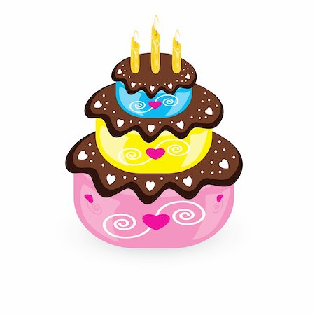 simsearch:400-04764403,k - Birthday cake and candle. Illustration on white background Stock Photo - Budget Royalty-Free & Subscription, Code: 400-05686161