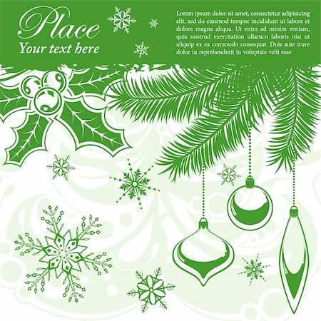 simsearch:400-05374105,k - Grunge Christmas frame with snowflakes, mistletoe, element for design, vector illustration Stock Photo - Budget Royalty-Free & Subscription, Code: 400-05686198