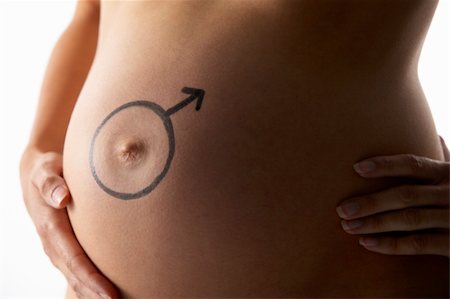 pregnancy nude - Detail Of Pregnant Woman With Female Symbol On Stomach Stock Photo - Budget Royalty-Free & Subscription, Code: 400-05686506