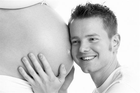 pregnancy nude - Man Listening To Pregnant Woman's Stomach Stock Photo - Budget Royalty-Free & Subscription, Code: 400-05686514