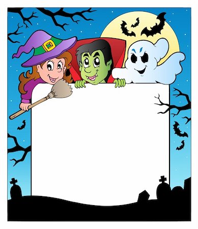 simsearch:400-05686860,k - Frame with Halloween characters 2 - vector illustration. Stock Photo - Budget Royalty-Free & Subscription, Code: 400-05686869