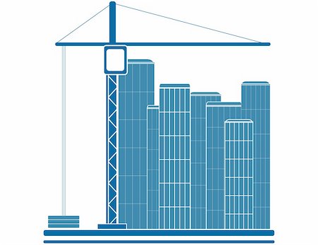 blue construction sign with crane and skyscraper Stock Photo - Budget Royalty-Free & Subscription, Code: 400-05687144