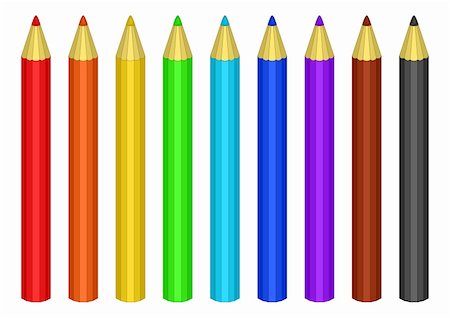 Pencils colour, a set. All colours of a rainbow plus black and brown Stock Photo - Budget Royalty-Free & Subscription, Code: 400-05687151
