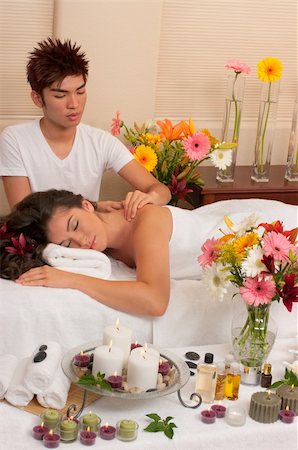 Spa treatment with massage, skincare and aromatherapy Stock Photo - Budget Royalty-Free & Subscription, Code: 400-05689276