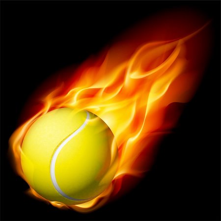 Flaming Tennis Ball. Illustration on white background for design Stock Photo - Budget Royalty-Free & Subscription, Code: 400-05680109