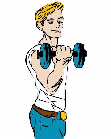 simsearch:400-07318730,k - Cartoon sketch of a bodybuilder, fitness boy. Isolated objects over white background Stock Photo - Budget Royalty-Free & Subscription, Code: 400-05680899
