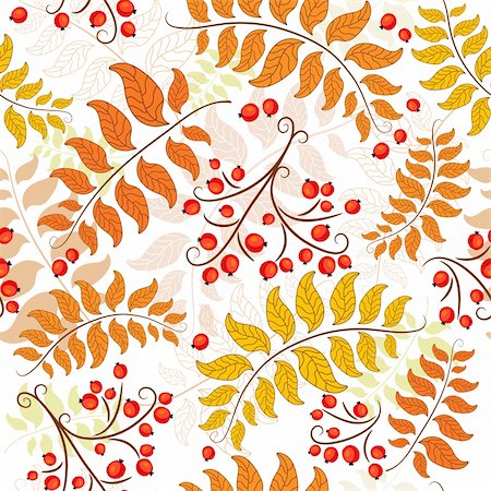 Autumn seamless decorative floral pattern with colorful leaves (vector) Stock Photo - Budget Royalty-Free & Subscription, Code: 400-05681021