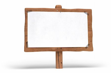 simsearch:400-04229535,k - large wooden panel over white background. A white paper is fixed on the wood sign with plastic tape for writing communication message Photographie de stock - Aubaine LD & Abonnement, Code: 400-05681089