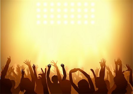stage light and audience - Crowd dancing on a party - background illustration, Vector Stock Photo - Budget Royalty-Free & Subscription, Code: 400-05683790
