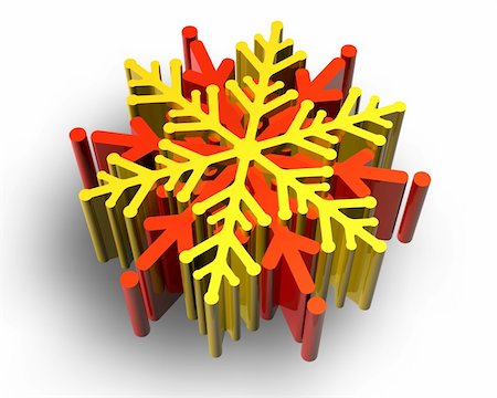 simsearch:400-07900302,k - Color snow flake render on white background Stock Photo - Budget Royalty-Free & Subscription, Code: 400-05683861