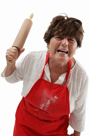 simsearch:400-07221782,k - Photo of an old woman angry and threatening with a rolling pin. Stock Photo - Budget Royalty-Free & Subscription, Code: 400-05694325