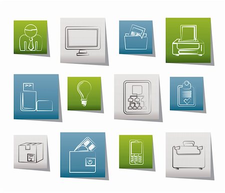 simsearch:400-04913456,k - Business and office equipment icons - vector icon set Stock Photo - Budget Royalty-Free & Subscription, Code: 400-05694516