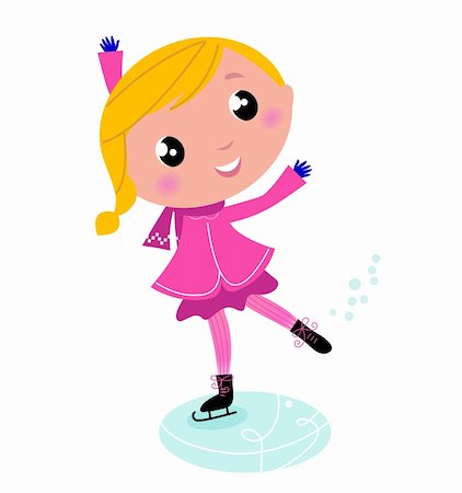 Figure skating Girl in pink costume. Vector cartoon Illustration Stock Photo - Budget Royalty-Free & Subscription, Code: 400-05694608
