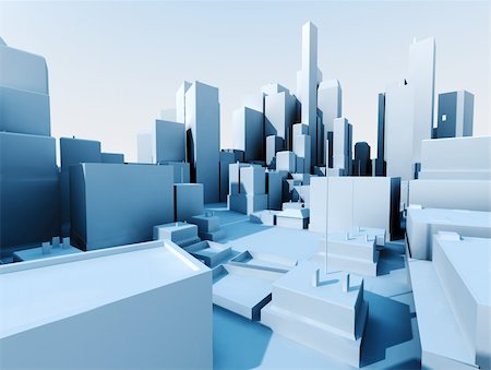 simsearch:400-04671558,k - 3D image of cityscape with skyscraper Foto de stock - Super Valor sin royalties y Suscripción, Código: 400-05694638