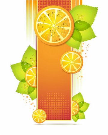 simsearch:400-06082374,k - Slices orange with leaf Stock Photo - Budget Royalty-Free & Subscription, Code: 400-05694728