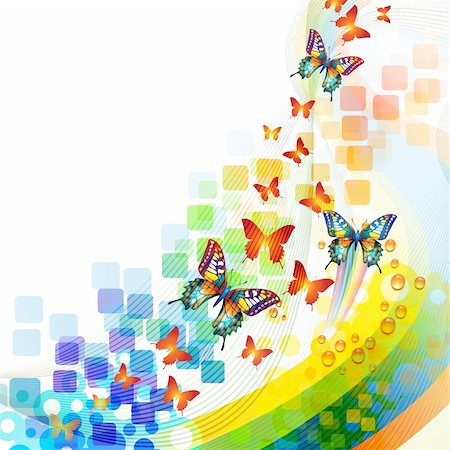 simsearch:400-06355883,k - Colorful background with butterfly Stock Photo - Budget Royalty-Free & Subscription, Code: 400-05694751