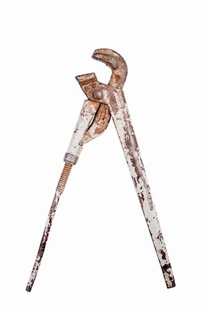 pipe wrench - Old rusty adjustable metal key isolated on white background Stock Photo - Budget Royalty-Free & Subscription, Code: 400-05695467