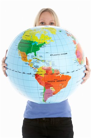 Woman Holding Globe Stock Photo - Budget Royalty-Free & Subscription, Code: 400-05696547