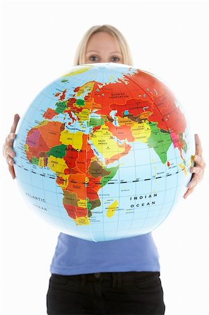 Woman Holding Globe Stock Photo - Budget Royalty-Free & Subscription, Code: 400-05696548
