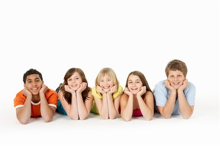 simsearch:400-05697219,k - Group Of Five Young Children In Studio Stock Photo - Budget Royalty-Free & Subscription, Code: 400-05697156