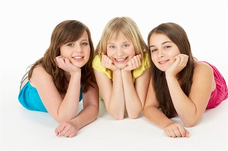 simsearch:400-05697219,k - Group Of Three Young Girls In Studio Stock Photo - Budget Royalty-Free & Subscription, Code: 400-05697151