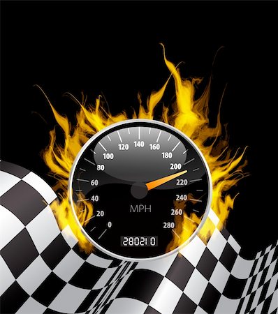 Racing Background with burning speedometer and checkered flag Stock Photo - Budget Royalty-Free & Subscription, Code: 400-05697595