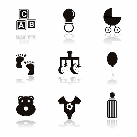 set of 9 black children icons Stock Photo - Budget Royalty-Free & Subscription, Code: 400-05697832