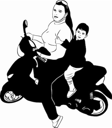 a girl on a motor scooter driven by a boy Stock Photo - Budget Royalty-Free & Subscription, Code: 400-05698467