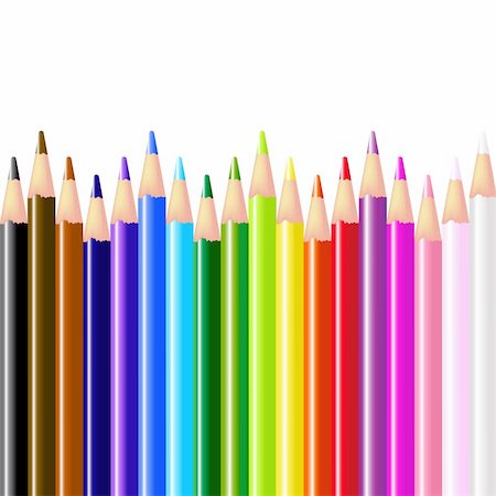 pencil crayon - Color Pencils, Isolated On White Background, Vector Illustration Foto de stock - Super Valor sin royalties y Suscripción, Código: 400-05698551