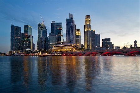 simsearch:400-07424733,k - Singapore River Waterfront Skyline at Sunset from Esplanade Stock Photo - Budget Royalty-Free & Subscription, Code: 400-05698614