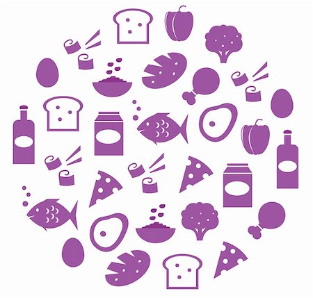 Food items in circle. Vector cartoon illustration. Stock Photo - Budget Royalty-Free & Subscription, Code: 400-05698954