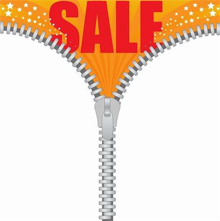 Orange-white background with a zipper and big words "sale" Stock Photo - Budget Royalty-Free & Subscription, Code: 400-05699034