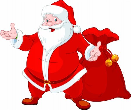 father christmas family portrait - Happy Santa Claus with sack of gifts Stock Photo - Budget Royalty-Free & Subscription, Code: 400-05699468