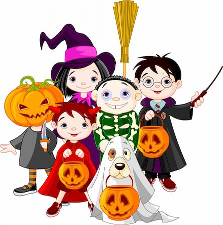 Halloween   children trick or treating in Halloween costume Stock Photo - Budget Royalty-Free & Subscription, Code: 400-05699470