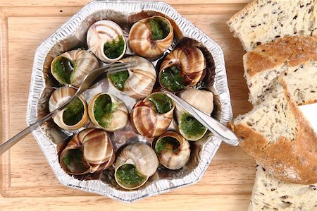 snails as french gourmet food with white bread Stock Photo - Budget Royalty-Free & Subscription, Code: 400-05699497