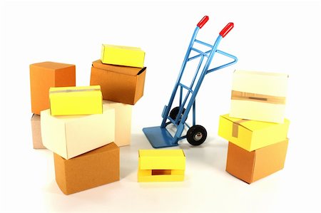 dolly - sack truck with various packages on a white background Stock Photo - Budget Royalty-Free & Subscription, Code: 400-05699623
