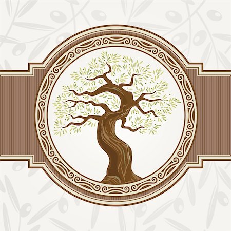 Vector illustration - olive vector tree, for label, menu, card, print materials, advertising, branding Stock Photo - Budget Royalty-Free & Subscription, Code: 400-05699638
