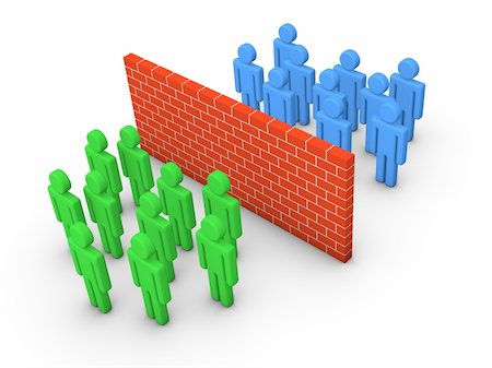 Two groups separated by the wall. Stock Photo - Budget Royalty-Free & Subscription, Code: 400-05690617