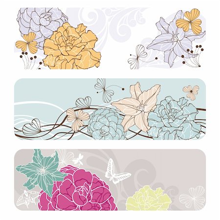 simsearch:400-05680306,k - set of abstract floral banners vector illustration Stock Photo - Budget Royalty-Free & Subscription, Code: 400-05692164
